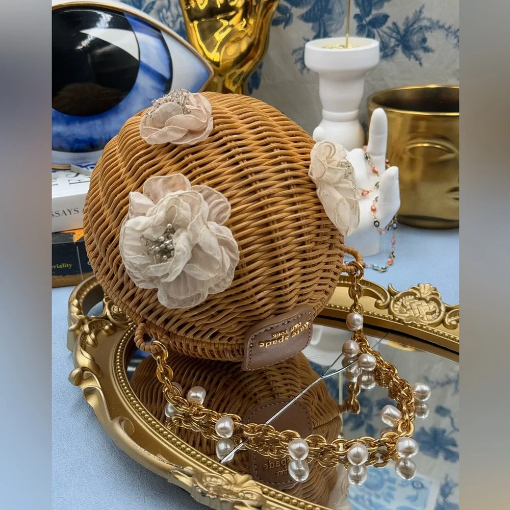 🆕 KATE SPADE NEW YORK 🧿 NWOT Bridal Wicker Bouquet Lantern Crossbody *SAMPLE*